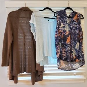 Set of 3 items - 2 tops and one long cardigan.